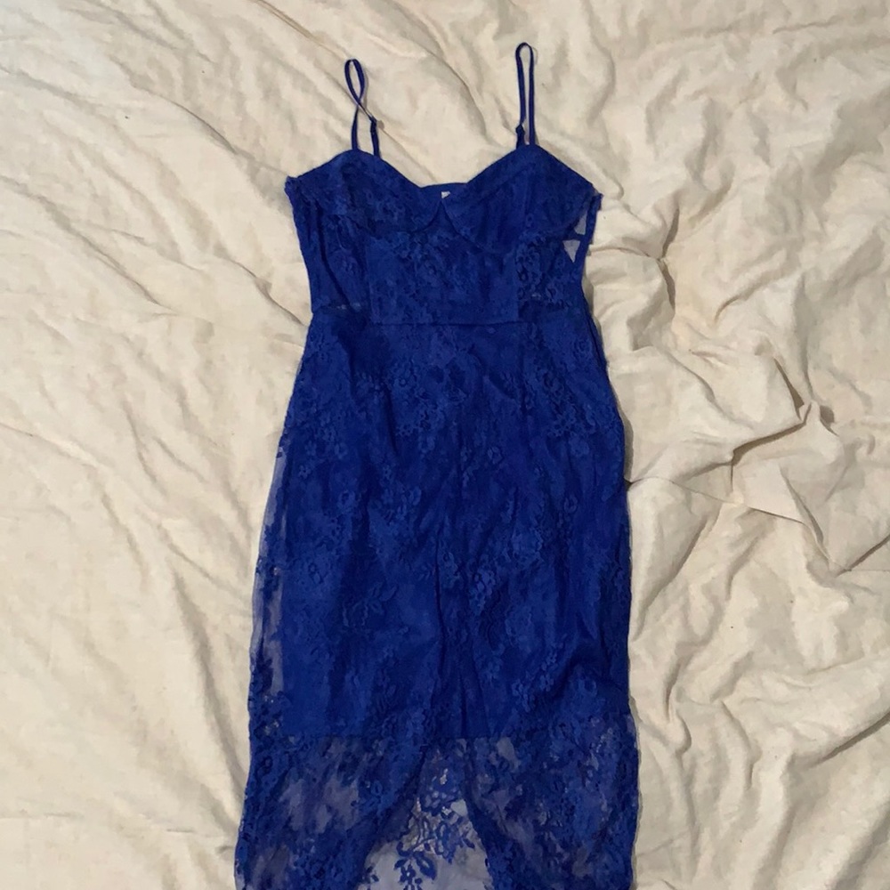 Lace blue midi dress